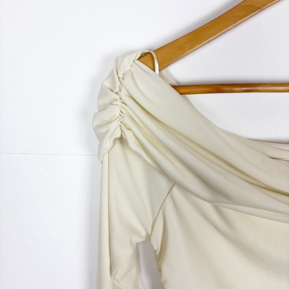 Zara Dress Size Medium Off the Shoulder Mini Ruched - Picture 3 of 9